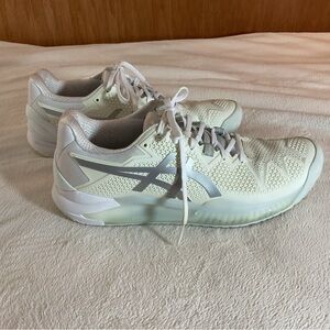 Asics White Sneakers with Silver Accents